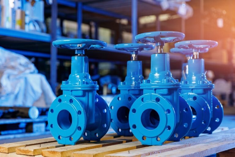 Closeup,New,Blue,Taps,With,Valve,For,Drinking,Water,Pipeline.